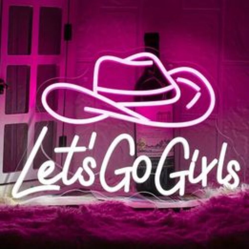 LETS GO GIRL WITH PINK COWBOY NEON LED SIGN